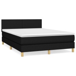vidaXL Cama box spring con colchón tela negro 140x200 cm