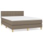 vidaXL Cama box spring con colchón tela gris taupe 140x190 cm vidaXL Cama box spring con colchón tela gris taupe 140x190 cm