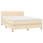 vidaXL Cama box spring con colchón tela color crema 140x200 cm vidaXL Cama box spring con colchón tela color crema 140x200 cm