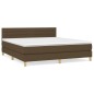 vidaXL Cama box spring con colchón tela marrón oscuro 180x200 cm vidaXL Cama box spring con colchón tela marrón oscuro 180x200 cm
