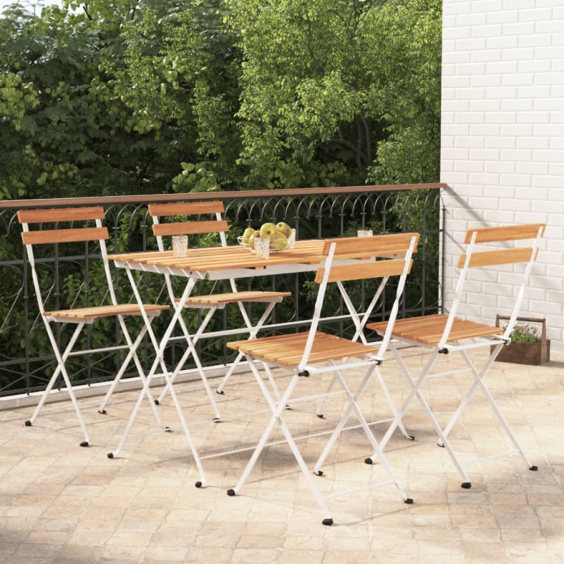 vidaXL Muebles cafetería plegables 5 pzas madera maciza acacia y acero vidaXL Muebles cafetería plegables 5 pzas madera maciza acacia y acero