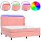 vidaXL Cama box spring colchón y LED terciopelo rosa 180x200 cm vidaXL Cama box spring colchón y LED terciopelo rosa 180x200 cm