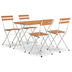 vidaXL Muebles cafetería plegables 5 pzas madera maciza acacia y acero