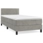 vidaXL Cama box spring con colchón terciopelo gris claro 90x190 cm vidaXL Cama box spring con colchón terciopelo gris claro 90x190 cm