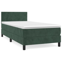 vidaXL Cama box spring con colchón terciopelo verde oscuro 100x200 cm