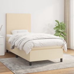 vidaXL Cama box spring con colchón tela color crema 100x200 cm