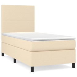vidaXL Cama box spring con colchón tela color crema 100x200 cm