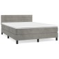 vidaXL Cama box spring con colchón terciopelo gris claro 140x200 cm