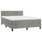 vidaXL Cama box spring con colchón terciopelo gris claro 140x200 cm