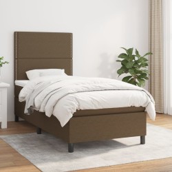 vidaXL Cama box spring con colchón tela marrón oscuro 100x200 cm
