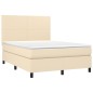 vidaXL Cama box spring con colchón tela color crema 140x200 cm vidaXL Cama box spring con colchón tela color crema 140x200 cm