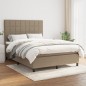 vidaXL Cama box spring con colchón tela gris taupe 140x190 cm vidaXL Cama box spring con colchón tela gris taupe 140x190 cm