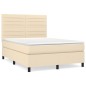 vidaXL Cama box spring con colchón tela color crema 140x190 cm vidaXL Cama box spring con colchón tela color crema 140x190 cm