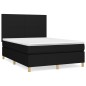 vidaXL Cama box spring con colchón tela negro 140x190 cm