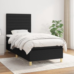 vidaXL Cama box spring con colchón tela negro 90x190 cm