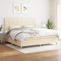 vidaXL Cama box spring con colchón tela color crema 200x200 cm vidaXL Cama box spring con colchón tela color crema 200x200 cm