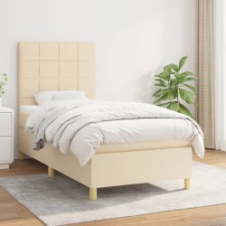 vidaXL Cama box spring con colchón tela color crema 100x200 cm