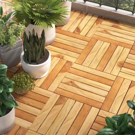 vidaXL Baldosas de terraza 20 uds madera teca patrón vertical 30x30 cm