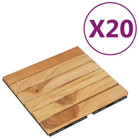 vidaXL Baldosas de terraza 20 uds madera teca patrón vertical 30x30 cm