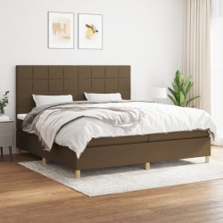 vidaXL Cama box spring con colchón tela marrón oscuro 200x200 cm