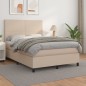 vidaXL Cama box spring con colchón cuero sintético capuchino 140x200cm vidaXL Cama box spring con colchón cuero sintético capuchino 140x200cm