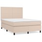 vidaXL Cama box spring con colchón cuero sintético capuchino 140x200cm vidaXL Cama box spring con colchón cuero sintético capuchino 140x200cm