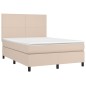 vidaXL Cama box spring con colchón cuero sintético capuchino 140x200cm vidaXL Cama box spring con colchón cuero sintético capuchino 140x200cm