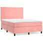 vidaXL Cama box spring con colchón terciopelo rosa 140x190 cm