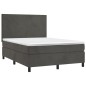 vidaXL Cama box spring con colchón terciopelo gris oscuro 140x200 cm vidaXL Cama box spring con colchón terciopelo gris oscuro 140x200 cm