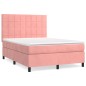vidaXL Cama box spring con colchón terciopelo rosa 140x190 cm