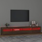 vidaXL Mueble de TV con luces LED marrón roble 240x35x40 cm