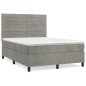vidaXL Cama box spring con colchón terciopelo gris claro 140x200 cm vidaXL Cama box spring con colchón terciopelo gris claro 140x200 cm