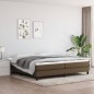 vidaXL Cama box spring con colchón tela marrón oscuro 200x200 cm