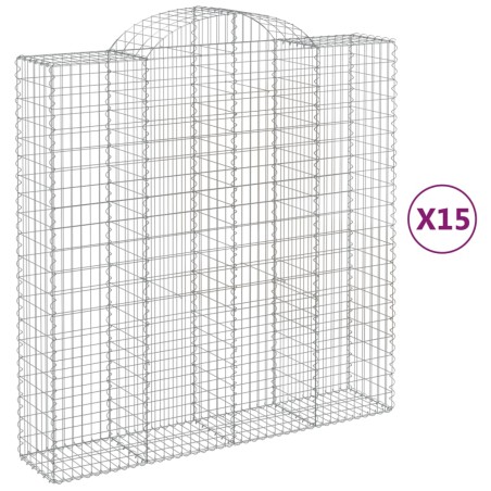 vidaXL Cestas de gaviones 15 uds forma de arco hierro 200x50x200/220cm