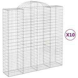 vidaXL Cestas de gaviones 10 uds forma de arco hierro 200x50x200/220cm