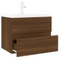 vidaXL Mueble de baño con lavabo madera contrachapada marrón roble vidaXL Mueble de baño con lavabo madera contrachapada marrón roble