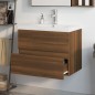 vidaXL Mueble de baño con lavabo madera contrachapada marrón roble vidaXL Mueble de baño con lavabo madera contrachapada marrón roble