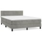 vidaXL Cama box spring con colchón terciopelo gris claro 140x190 cm
