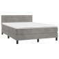 vidaXL Cama box spring con colchón terciopelo gris claro 140x190 cm