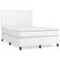 vidaXL Cama box spring con colchón cuero sintético blanco 140x200cm