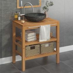 vidaXL Mueble tocador madera teca maciza con lavabo de mármol negro