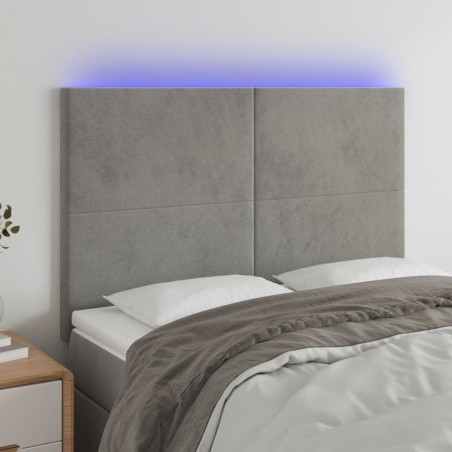 vidaXL Cabecero con luces LED terciopelo gris claro 144x5x118/128 cm
