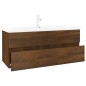 vidaXL Mueble de baño con lavabo madera contrachapada marrón roble vidaXL Mueble de baño con lavabo madera contrachapada marrón roble