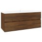 vidaXL Mueble de baño con lavabo madera contrachapada marrón roble vidaXL Mueble de baño con lavabo madera contrachapada marrón roble