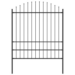 vidaXL Valla de jardín con puntas acero negro (1,75-2)x1,7 m