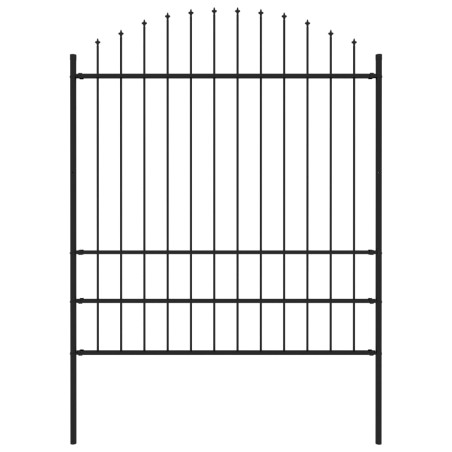 vidaXL Valla de jardín con puntas acero negro (1,75-2)x1,7 m