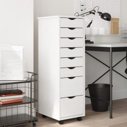 vidaXL Cajonera con ruedas MOSS madera maciza de pino blanco
