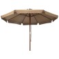 vidaXL Sombrilla de jardín con palo de madera gris topo 330 cm vidaXL Sombrilla de jardín con palo de madera gris topo 330 cm