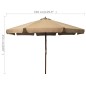 vidaXL Sombrilla de jardín con palo de madera gris topo 330 cm vidaXL Sombrilla de jardín con palo de madera gris topo 330 cm