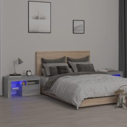 vidaXL Mesitas de noche con luces LED 2 uds gris sonoma 70x36,5x40 cm